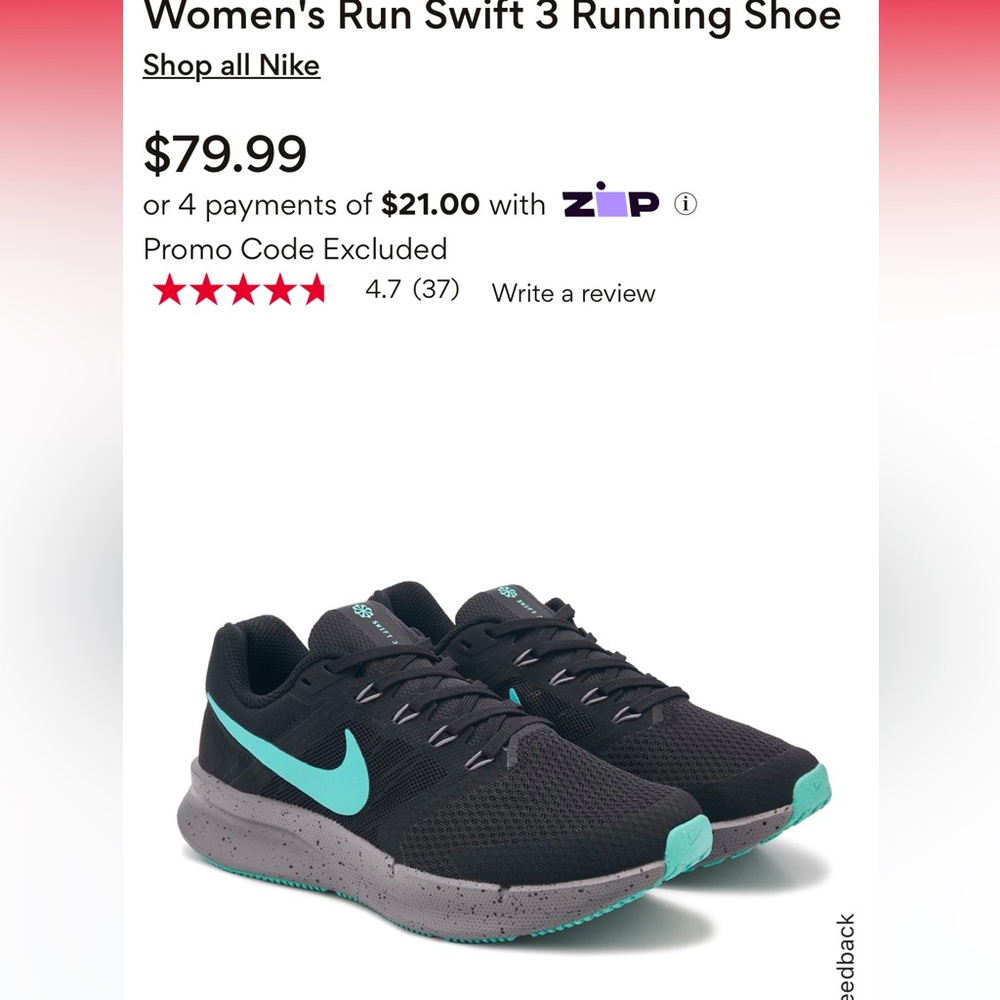 Nike Women's Swift 3 running shoe size 11 nwt